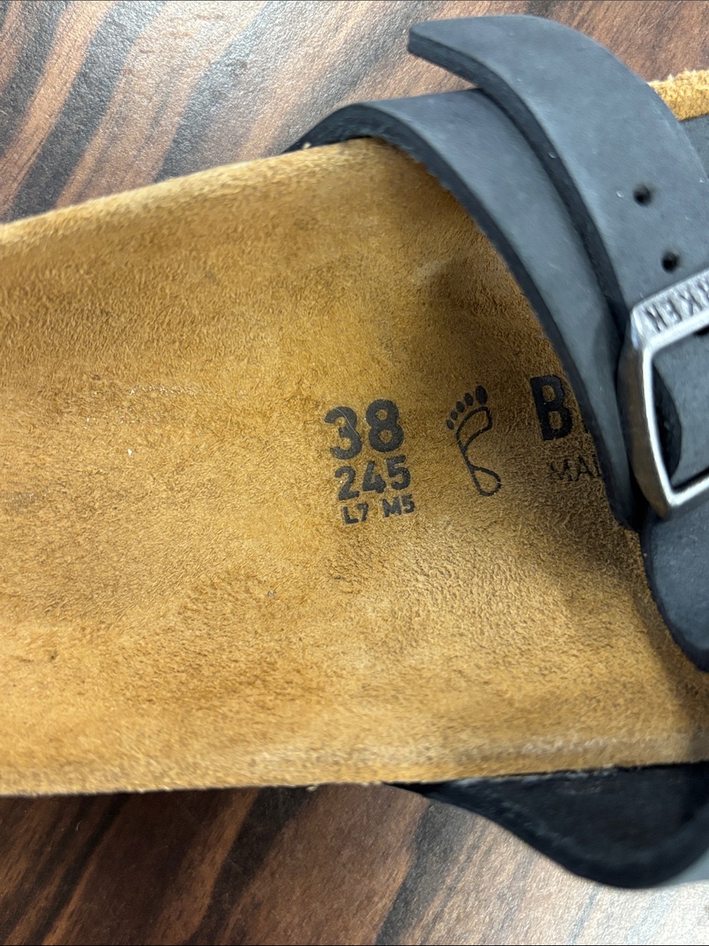 Birkenstock - Womens Franca Oil Sandal, size 7 US womens, color black. - Picture 5 of 5